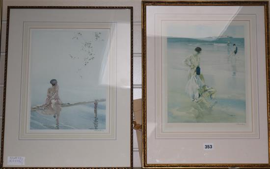 Russell Flint, pair of prints, 33 x 24.5cm